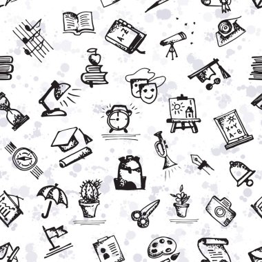 Geri okul Tema için çizilmiş doodle simgeler ile Seamless Modeli
