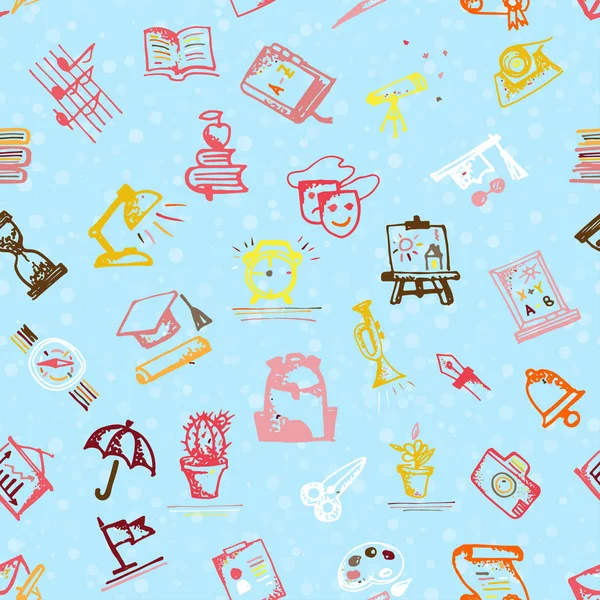 Geri okul Tema için çizilmiş doodle simgeler ile Seamless Modeli