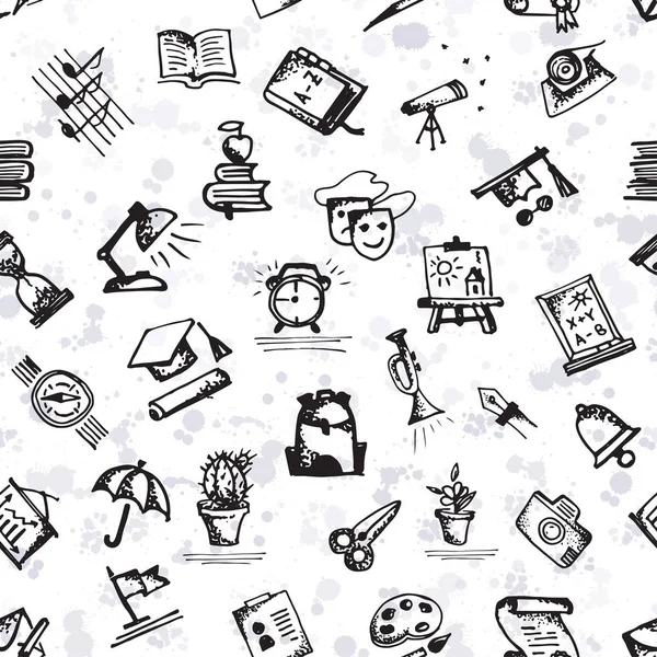 Geri okul Tema için çizilmiş doodle simgeler ile Seamless Modeli