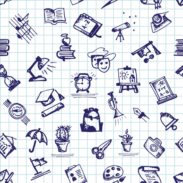 Geri okul Tema için çizilmiş doodle simgeler ile Seamless Modeli