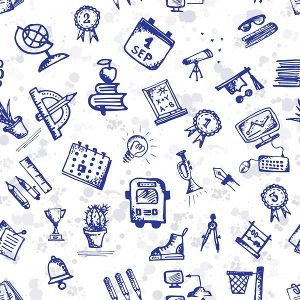 Geri okul Tema için çizilmiş doodle simgeler ile Seamless Modeli