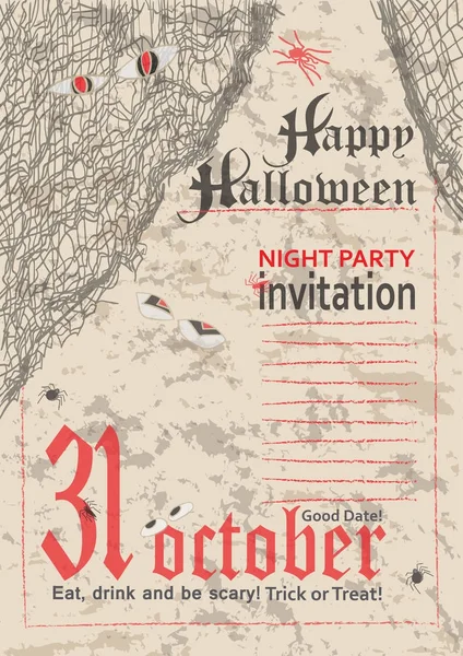 Halloween Party Poster Vintage — Vetor de Stock