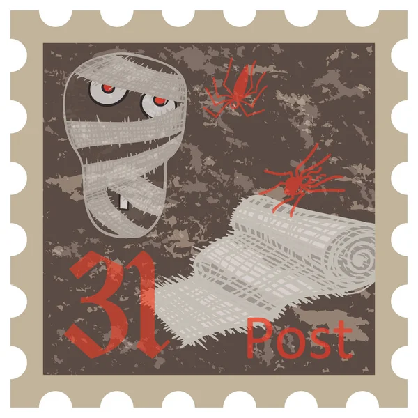 Halloween, selo postal, estilo vintage —  Vetores de Stock