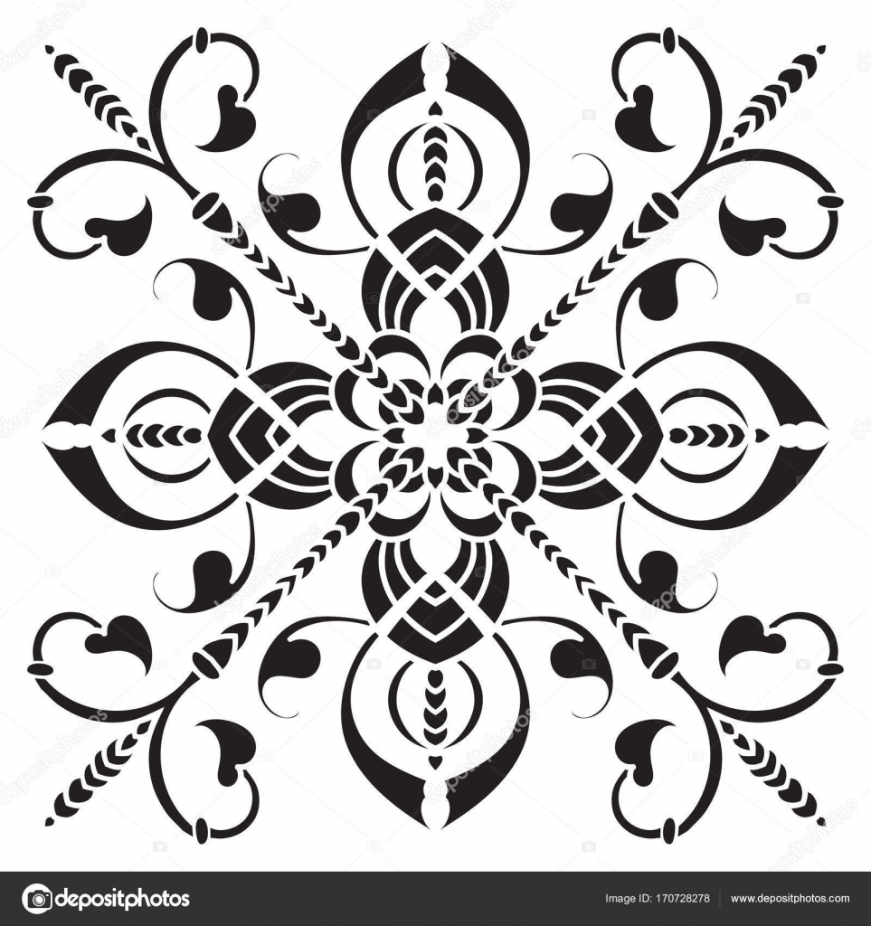 Disegno modello per piastrelle nei colori bianco e nero a mano Isolato su priorit  bassa maiolica italiana di stile Illustrazione di vettore