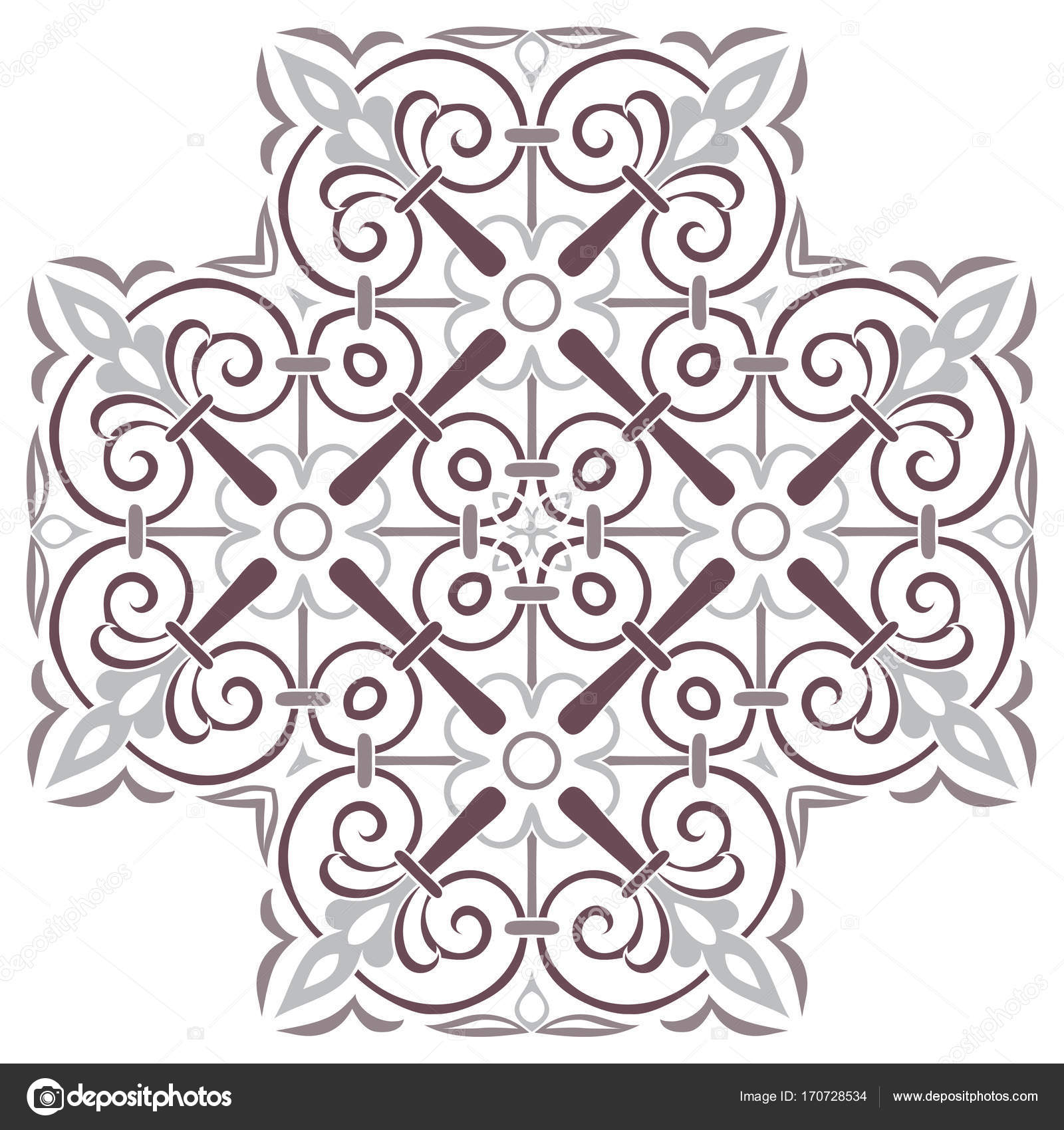 Disegno modello per piastrelle nei colori bianco e nero a mano Isolato su priorit  bassa maiolica italiana di stile Illustrazione di vettore