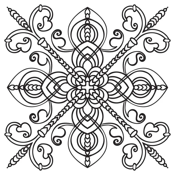 Modèle de dessin à la main pour la tuile en couleurs noir et blanc. Style majolica italien — Image vectorielle