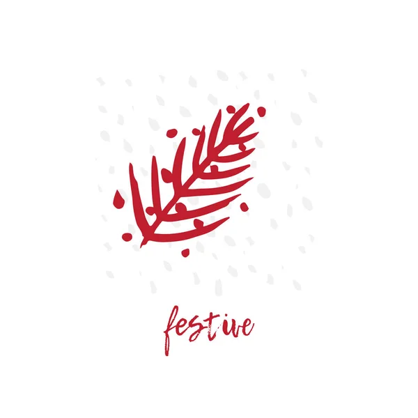 Natal festivo desenhado à mão e cartão de Ano Novo com símbolos de férias árvore e inscrição de saudação caligráfica — Vetor de Stock