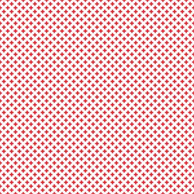 Soyut seamless modeli ile beyaz arka plan üzerinde kırmızı haçlar. Bauhaus tarzında modern İsviçre tasarım