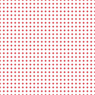Soyut seamless modeli ile beyaz arka plan üzerinde kırmızı haçlar. Bauhaus tarzında modern İsviçre tasarım