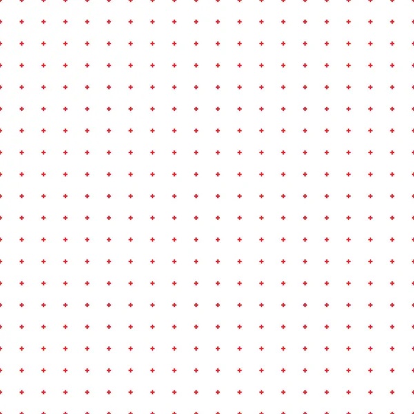 白地に赤い十字で抽象的なシームレス パターン。バウハウス様式でモダンなスイスのデザイン — ストックベクタ