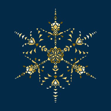 Altın renkli şablon kar tanesi kış kutlama dekorasyon Noel ve yılbaşı tebrik kartı