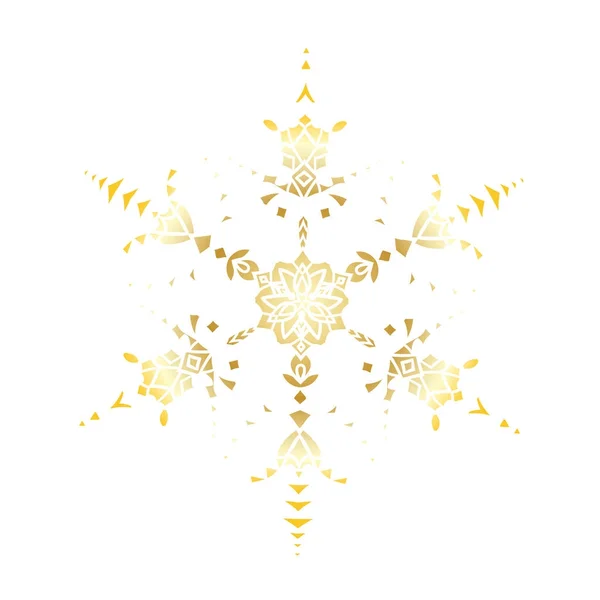 Pochoir doré flocon de neige pour la décoration de célébration d'hiver carte de vœux de Noël et Nouvel An — Image vectorielle