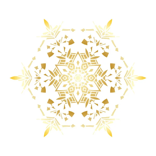 Copo de nieve de la plantilla de oro para la decoración de la celebración de invierno Tarjeta de felicitación de Navidad y Año Nuevo — Vector de stock