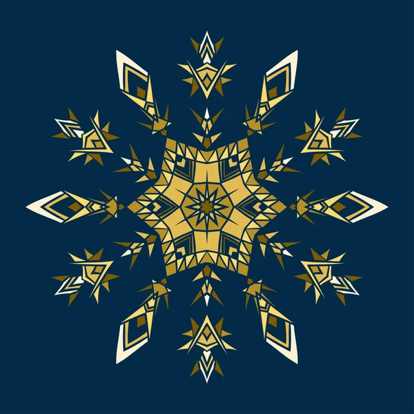 Χρυσά χρωματισμένα στάμπο νιφάδα χιονιού για χειμερινή γιορτή διακόσμηση Χριστούγεννα και νέο έτος ευχετήρια κάρτα — Διανυσματικό Αρχείο