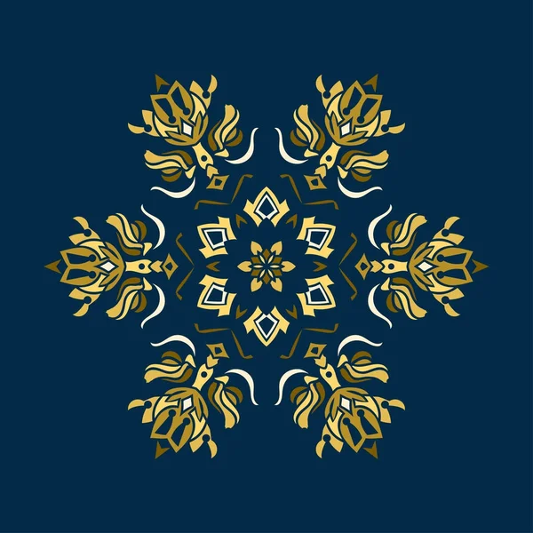 Pochoir de couleur dorée flocon de neige pour la décoration de célébration d'hiver carte de vœux de Noël et Nouvel An — Image vectorielle
