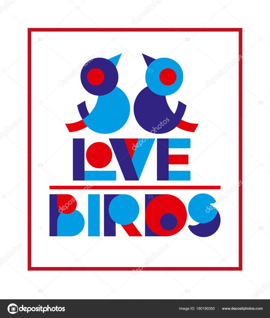 Manifesto di tipografia di giorno di San Valentino con gli uccelli svegli di amore e testo per il disegno della ban ra cartolina d auguri