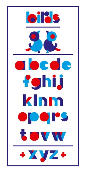 Belo cartaz abstrato com alfabeto colorido. Modelo geométrico na moda em estilo moderno em fundo branco para design de conceito — Vetor de Stock