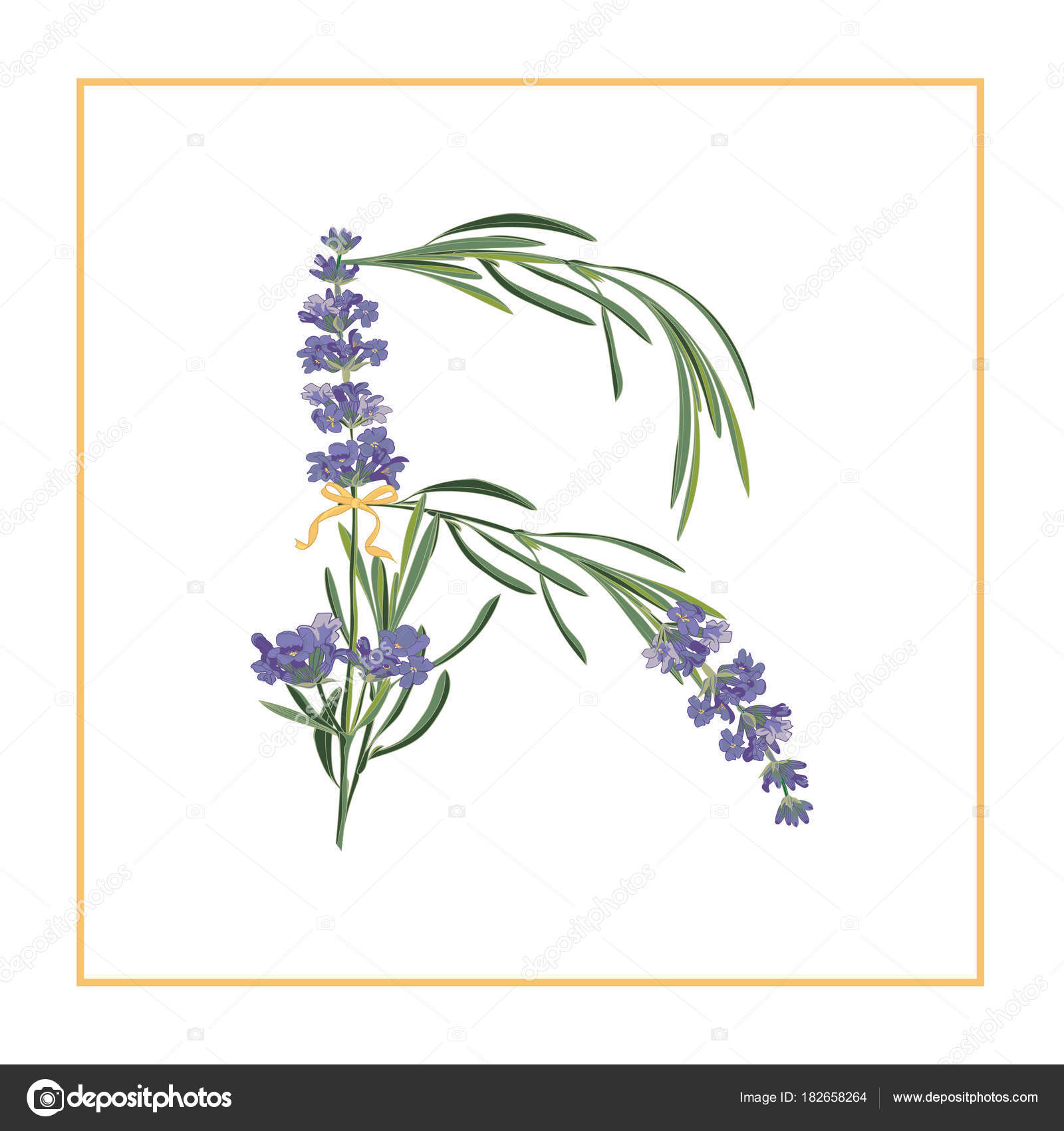 Monogramma lettera R Alfabeto di retr² segno con lavanda fiore iniziale — Vettoriale Stock