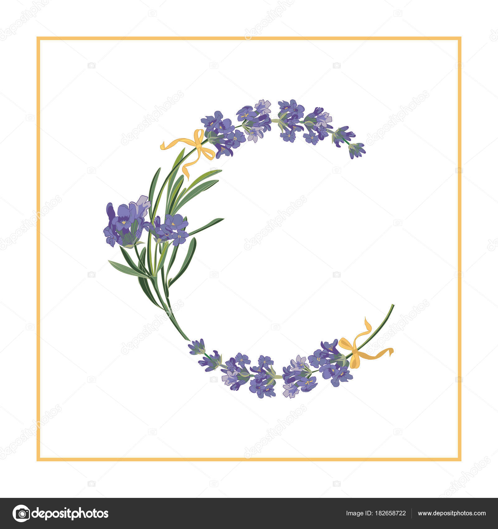 Monogramma lettera C Alfabeto di retr² segno con lavanda fiore iniziale — Vettoriale Stock