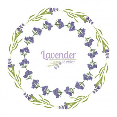 Suluboya tarzında dekoratif, düğün kartı, davet, seyahat sakinleştirmek için beyaz arka plan üzerinde izole mor lavanta güzel çiçekli çerçeve şablonu