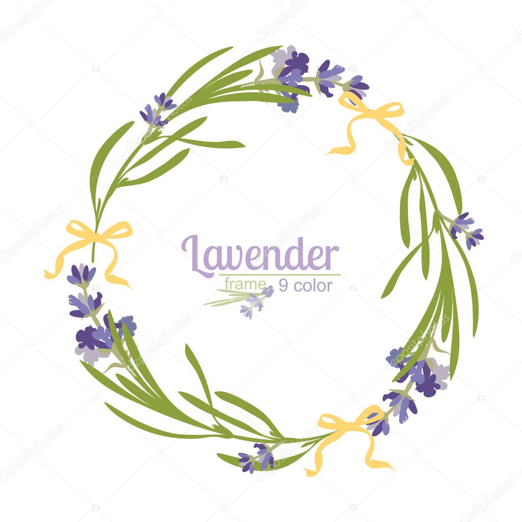 Violet Lavender beautiful floral frames template in watercolor style isolated on white background for decorative design, wedding card, invitation, travel flayer