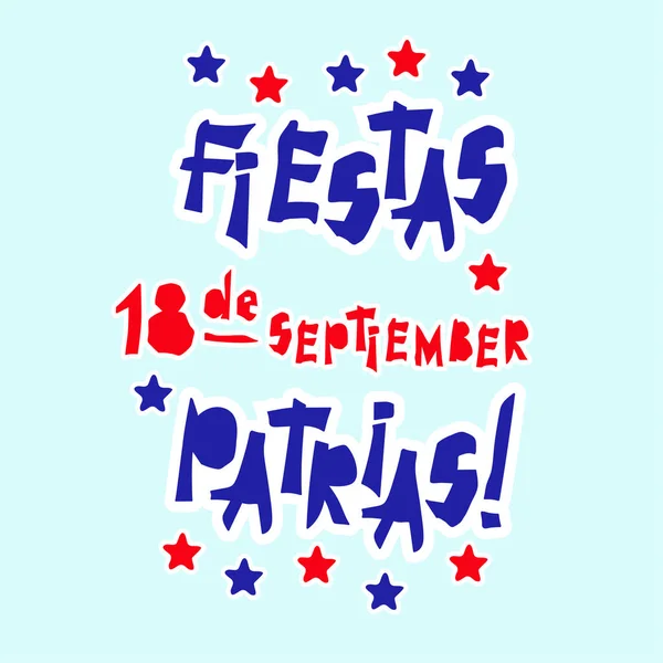 Lapos fiestas patrias design kártya-val szöveg fiestas patrias a Chilei nemzeti állami lobogó színek Vintage grunge szakadt papír stílus. — Stock Vector