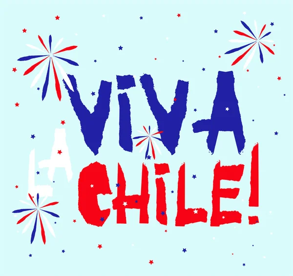 Tarjeta de diseño de fiestas patrias planas con texto Viva la Chile en colores de bandera nacional Estilo de papel rasgado grunge Vintage . — Vector de stock