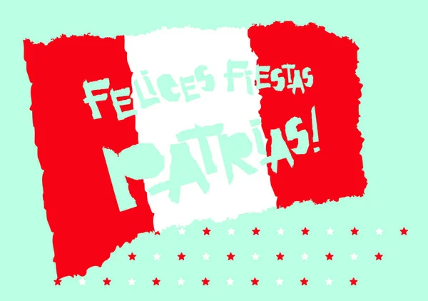 Festas planas cartão de design patrias com texto fiestas patrias no Peru cores da bandeira do estado nacional Vintage grunge rasgado estilo de papel . —  Vetores de Stock