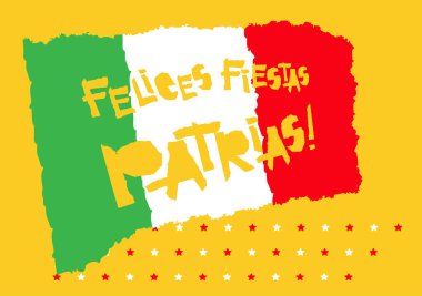 Düz fiestas patrias metin fiestas patrias Meksika ulusal devlet bayrak renkleri Vintage grunge yırtılmış kağıt tarzı ile kart tasarımı.