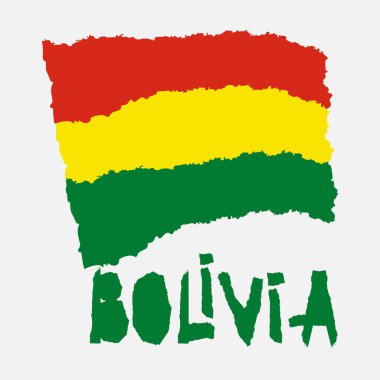 Yırtık kağıt grunge doku tarzında Vintage ulusal bayrak Bolivya'nın. Bağımsızlık günü arka plan. Retro rozet, afiş, T-shirt grafik tasarım için beyaz iyi fikir üzerinde izole. Vektör çizim