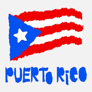 Yırtık kağıt grunge doku tarzında Vintage ulusal bayrak Puerto Rico. Bağımsızlık günü arka plan. Retro rozet, afiş, T-shirt grafik tasarım için beyaz iyi fikir üzerinde izole. Vektör çizim