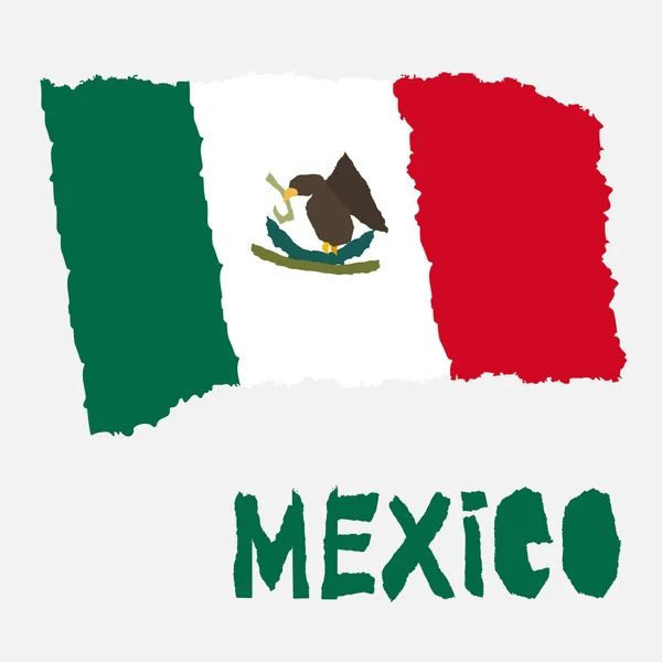 破れた紙グランジ テクスチャ スタイルでメキシコのヴィンテージ国旗 独立記念日の背景 白いいレトロなバッジ バナー シャツのグラフィック デザインを分離しました ベクトル図 — ストックベクタ