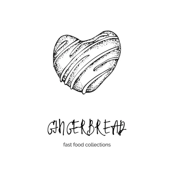 Galleta dibujada a mano. Estilo grabado. Recogida de desayuno de comida rápida. Buena idea para el diseño de su menú de café, volante del festival de la calle, pegatina, tatuaje, impresión de moda . — Vector de stock