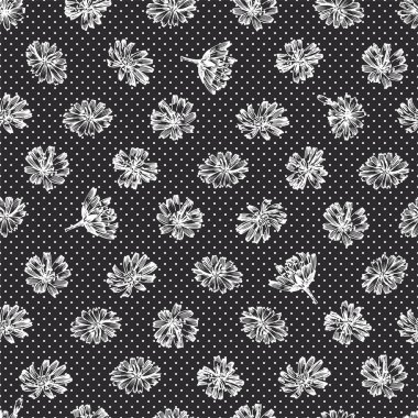 Gerçek botanik tebeşirle çizilmiş kusursuz desenli hindiba çiçekleri, karatahta arka planda izole edilmiş, çiçekli bitki koleksiyonu. İlaç fabrikası. Vintage rustik vektör çizimi