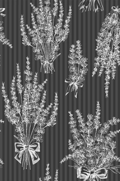 Semless Muster Mit Handgezeichneten Skizzen Von Niedlichen Lavendelblüten Isoliert Auf — Stockvektor