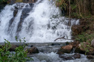 Datanla şelalesi, dondurucu şelale Dalat, Vietnam 'da akan şelale akıntısı.