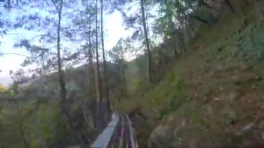 DALAT. Eşsiz Kaydırak Demiryolu Sistemi Ziyaretçileri Datanla Şelalesi 'ndeki parktan geçiriyor. Vietnam. 4k video