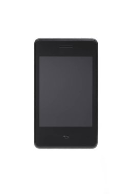 Siyah akıllı telefon beyaz arkaplanda izole edildi.