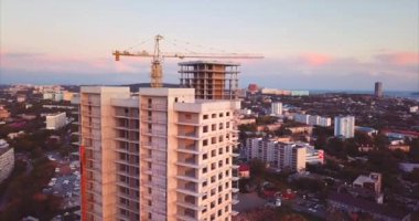 Hava panoramik binaların yapım aşamasında. Vladivostok,Russia.Sunset