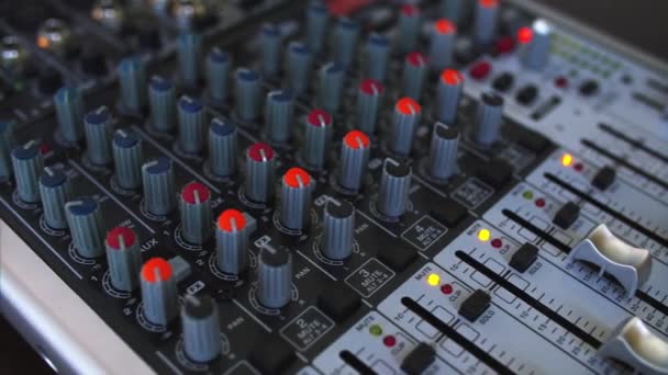 Close view of sound console — Stock Video