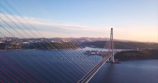 Vladivostok Russia Ottobre 2017 Veduta Aerea Del Ponte Vladivostok — Video Stock