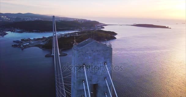 Wladiwostok Russland Oktober 2017 Luftaufnahme Der Brücke Wladiwostok — Stockvideo