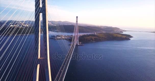 Vladivostok Rusia Octubre 2017 Vista Aérea Del Puente Vladivostok — Vídeos de Stock