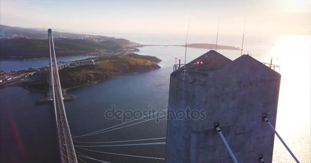 Wladiwostok Russland Oktober 2017 Luftaufnahme Der Brücke Wladiwostok — Stockvideo