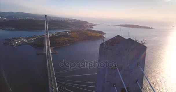 Владивосток Россия Октября 2017 Вид Воздуха Мост Владивосток — стоковое видео