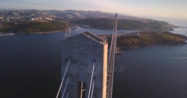 Wladiwostok Russland Oktober 2017 Luftaufnahme Der Brücke Wladiwostok — Stockvideo