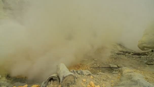 Načasování Toxických Výparů Hořící Síry Sopka Ijen Východě Jávy Indonésie — Stock video