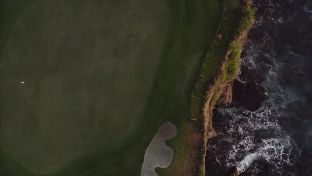 Aerial Top View Green Surface Golf Field Twilight Bali Island — Stock Video