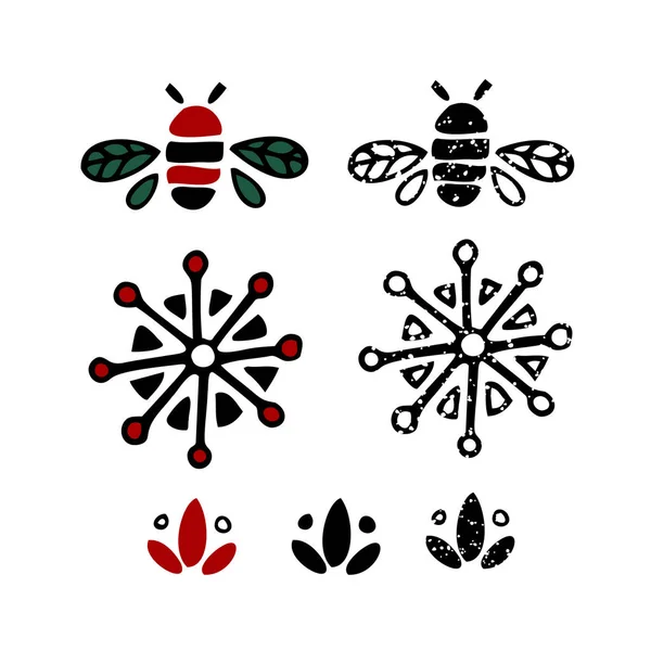 Векторная иллюстрация с пчелами и элементами Лицензионные Стоковые Векторы