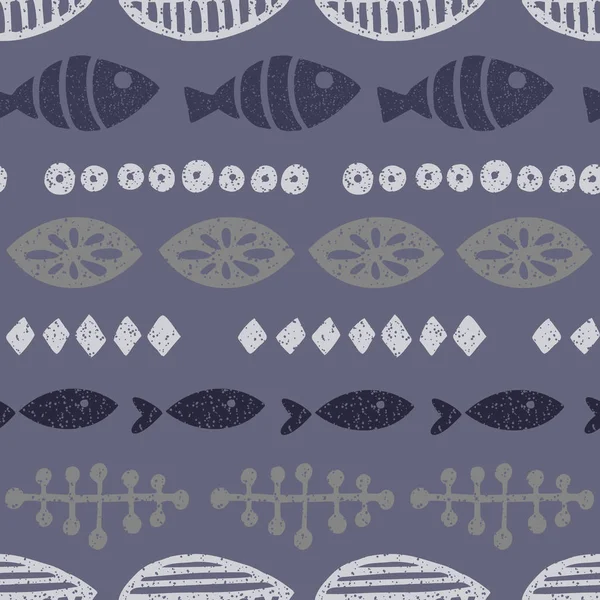 Fische von Hand gezeichnetes nahtloses Muster. — Stockvektor